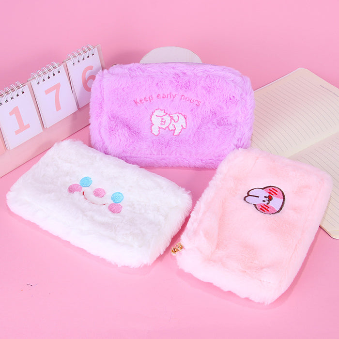 Wholesale Pencil Case Velvet Multifunctional Pearl Zipper MOQ≥2 JDC-PC-QHJ001