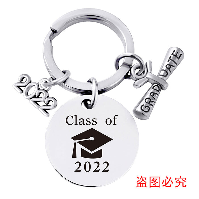 Jewelry WholesaleWholesale Stainless Steel Round Graduation Season Gift Metal Keychain JDC-KC-GangGu001 Keychains 钢古 %variant_option1% %variant_option2% %variant_option3%  Factory Price JoyasDeChina Joyas De China