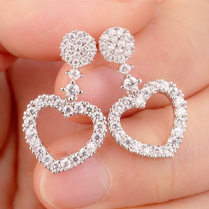 Jewelry WholesaleWholesale Sweet Simple Love Diamond 925 Silver Stud Earrings JDC-ES-JYS009 Earrings 静夜思 %variant_option1% %variant_option2% %variant_option3%  Factory Price JoyasDeChina Joyas De China