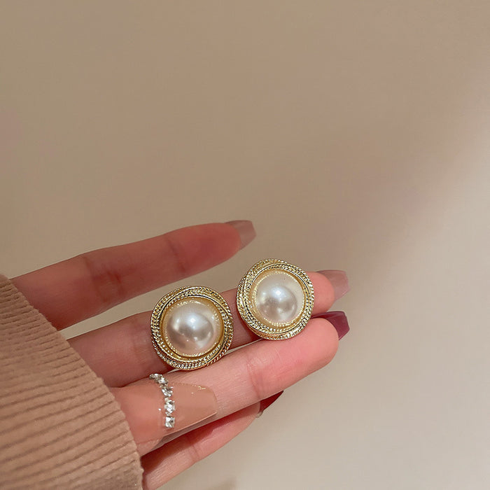 Jewelry WholesaleWholesale silver needle French vintage pleated irregular pearl earrings JDC-ES-BY200 Earrings 宝钰 %variant_option1% %variant_option2% %variant_option3%  Factory Price JoyasDeChina Joyas De China