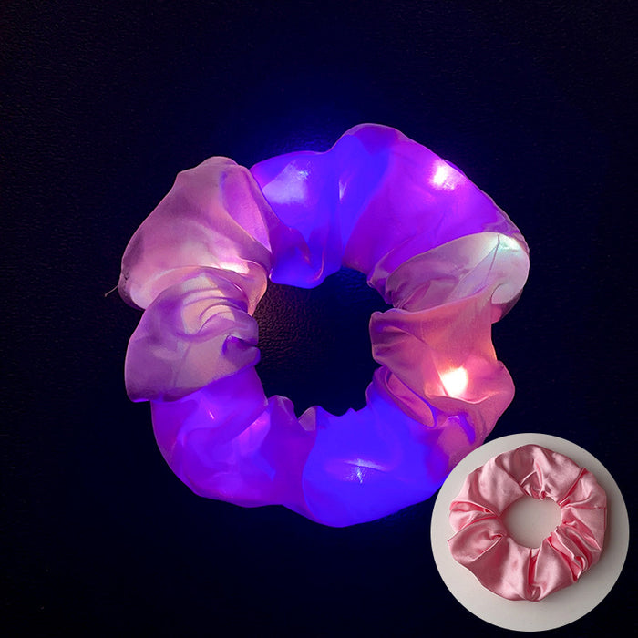 Wholesale Hair Scrunchies Cloth LED Light Glowing Three-speed Shiny Color JDC-HS-DieZu004