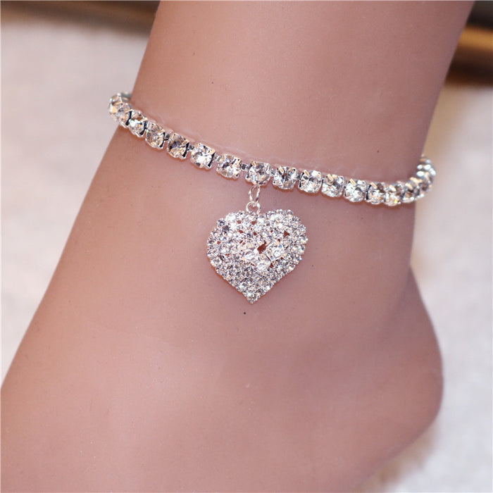 Wholesale Crystal Heart Rhinestone Anklet JDC-AS-JiaZ007