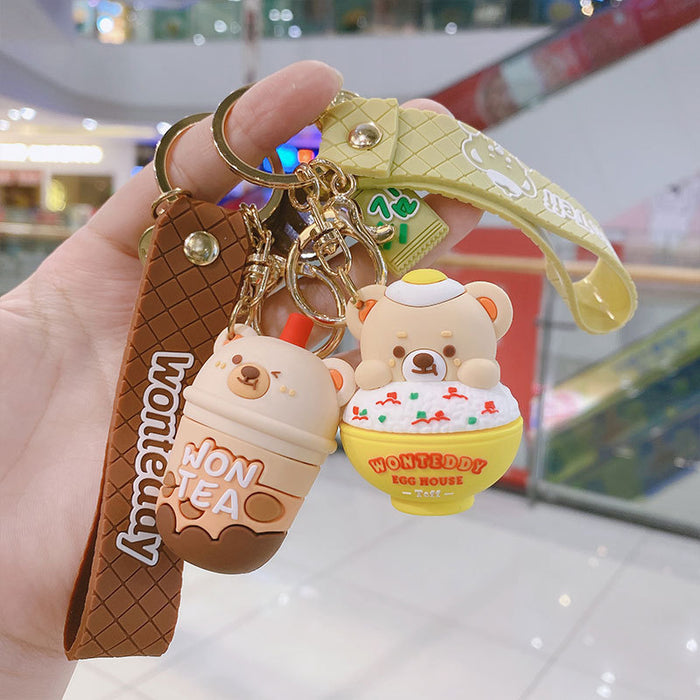 Wholesale keychain pvc cute teddy fries creative JDC-KC-BS015