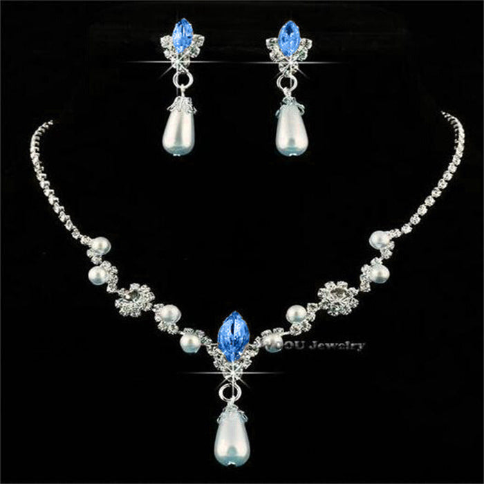 Wholesale temperament women pearl necklace earrings set JDC-NE-YinH030