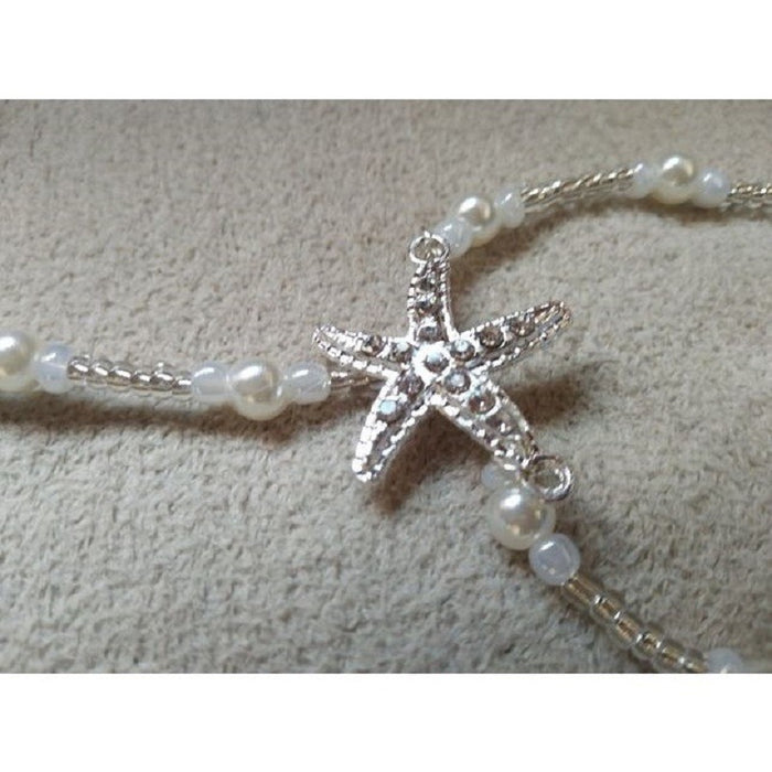 Wholesale Explosion Rhinestone Starfish Pearl Link Elastic Anklet JDC-AS-HuiY003