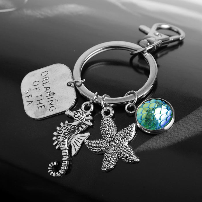 Wholesale Ocean Series Mermaid Alloy Keychain JDC-KC-AWen013