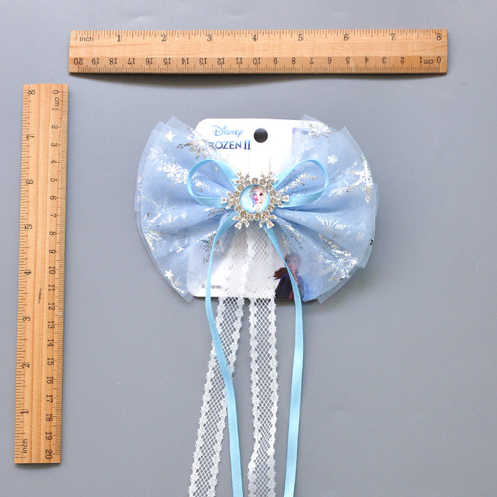 Wholesale hairpin polyester ice and snow oversized bow for children JDC-HC-LLJ002