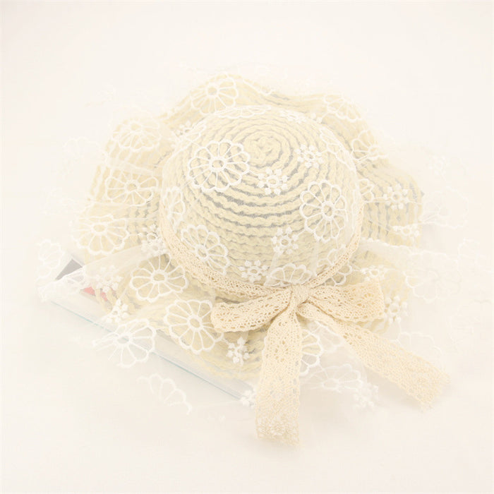 Jewelry WholesaleWholesale Children's Mesh Flower Bow Dome Straw Hat JDC-FH-Guanchuan009 Fashionhat 冠川 %variant_option1% %variant_option2% %variant_option3%  Factory Price JoyasDeChina Joyas De China