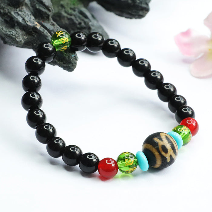 Wholesale god of wealth dzi bracelet black onyx bracelet diy jewelry JDC-BT-JuanY005