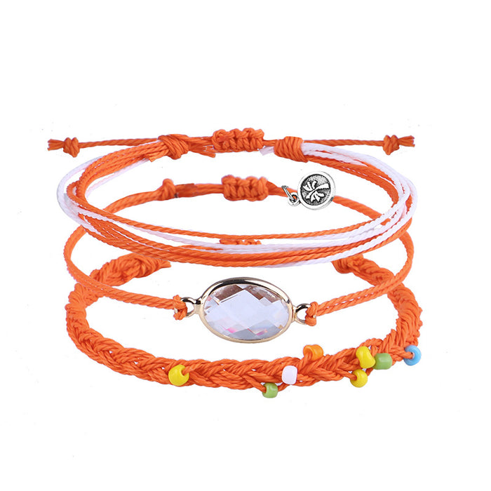 Wholesale Bracelet Set Boho Wax Thread Braided Rice Bead Bracelet MOQ≥3 JDC-BT-QiuX011