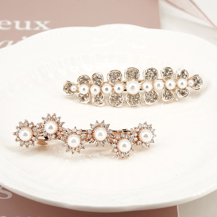 Wholesale Hair Clips Alloy Artificial Pearl Bow MOQ≥2 JDC-HC-HG015