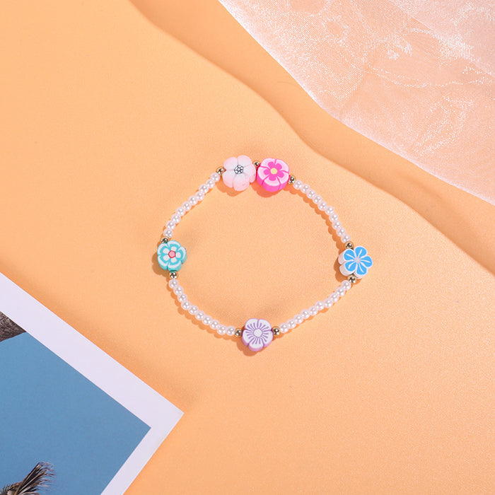 Wholesale Soft Pottery Bracelet Rice Bead Bracelet Colorful Bagua Small Flower JDC-BT-ZengZ028