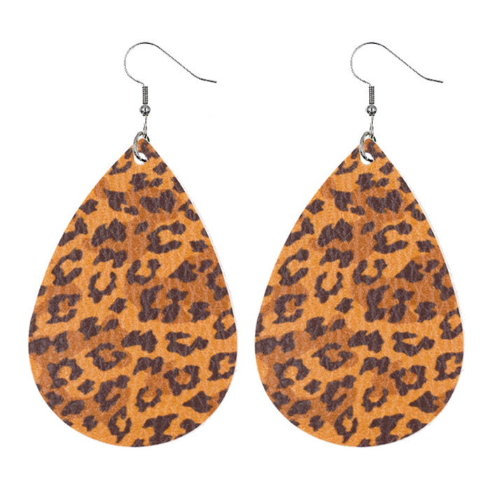 Jewelry WholesaleWholesale Drop Shape Leopard Print PU Leather Earrings MOQ≥2 JDC-ES-Chengy016 Earrings Chengy %variant_option1% %variant_option2% %variant_option3%  Factory Price JoyasDeChina Joyas De China