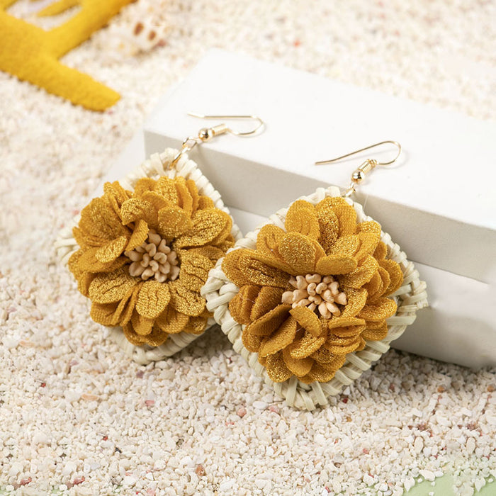 Wholesale Pastoral Flower Rattan Earrings MOQ≥3 JDC-ES-XLH001