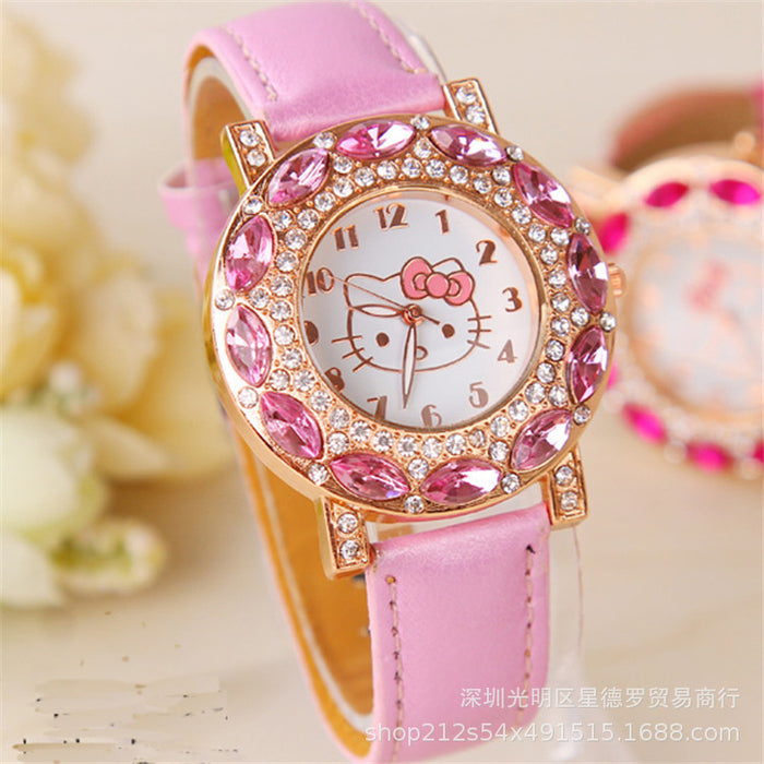 Wholesale Children's Cartoon Belt Set Diamond British Watch  MOQ≥2 JDC-WH-XingDL001