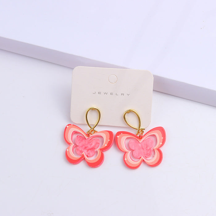 Jewelry WholesaleWholesale Butterfly Rainbow Stripes Fashion Acrylic Print Earrings JDC-ES-DUAI002 Earrings 渡爱 %variant_option1% %variant_option2% %variant_option3%  Factory Price JoyasDeChina Joyas De China