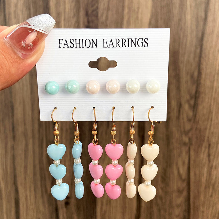 Wholesale Earrings Color Butterfly Love Pearl Flower Mushroom Earrings Six Piece Set JDC-ES-D660