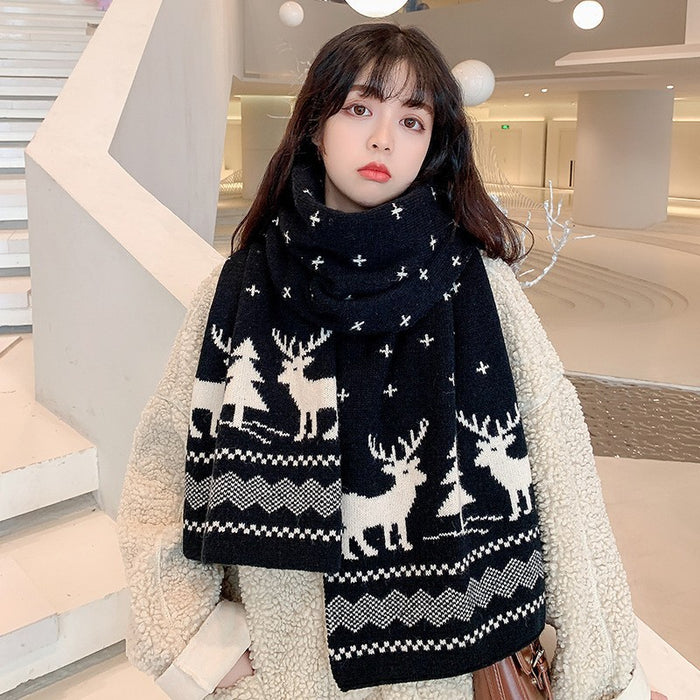 Wholesale Scarf Wool Knitting Christmas Thick Winter Warm JDC-SF-Yuxin001