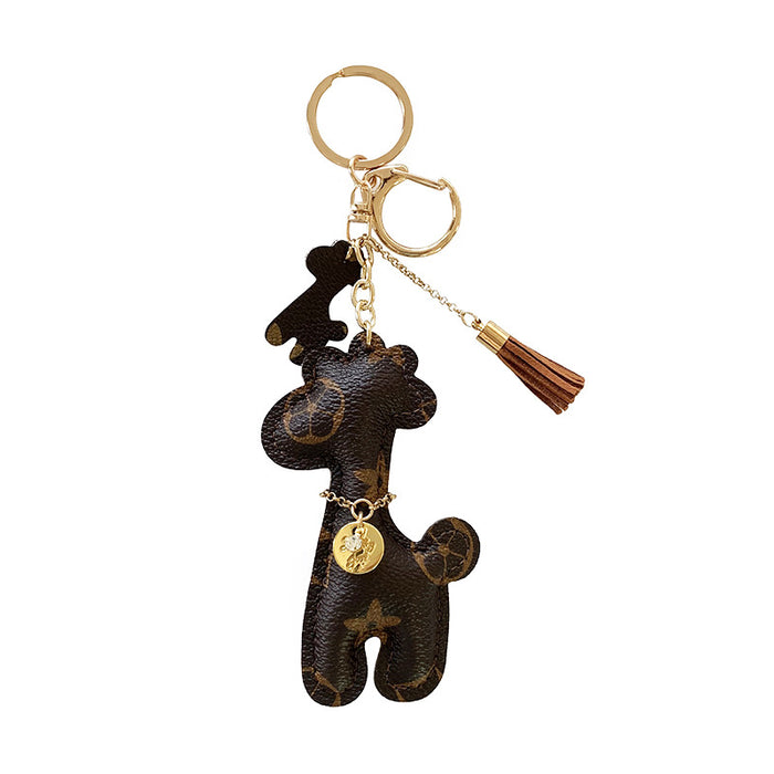 Jewelry WholesaleWholesale flower giraffe PU leather keychain JDC-KC-STian001 Keychains 烁天 %variant_option1% %variant_option2% %variant_option3%  Factory Price JoyasDeChina Joyas De China