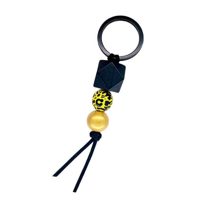 Wholesale Wooden Leopard Print Keychain MOQ≥2 JDC-KC-WenJ010