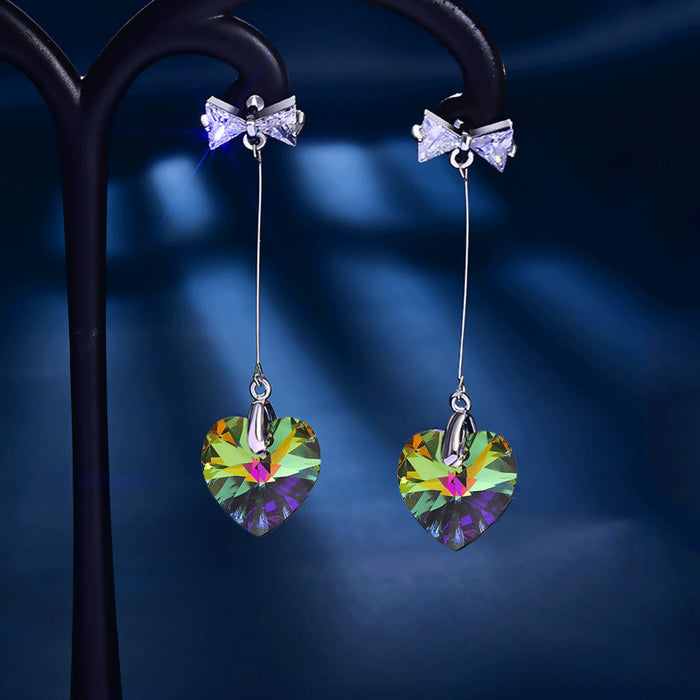 Wholesale Colored Crystal Glass Bow Earrings MOQ≥2 JDC-ES-JYS004