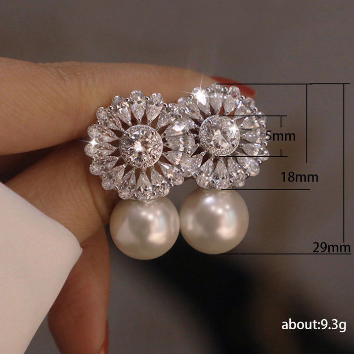 Jewelry WholesaleWholesale flower pearl zircon ladies earrings JDC-ES-Caos001 Earrings 曹适 %variant_option1% %variant_option2% %variant_option3%  Factory Price JoyasDeChina Joyas De China