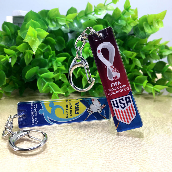 Wholesale World Football Cup Commemorative Acrylic Pendant Keychain MOQ≥2 JDC-KC-YPeng001