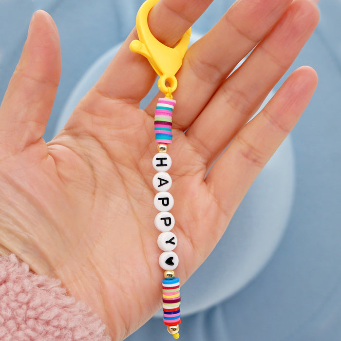 Jewelry WholesaleWholesale Boho Resin Acrylic Imitation Pearl Beaded Rainbow Smiley Keychain JDC-KC-Yuxz004 Keychains 煜星珠 %variant_option1% %variant_option2% %variant_option3%  Factory Price JoyasDeChina Joyas De China