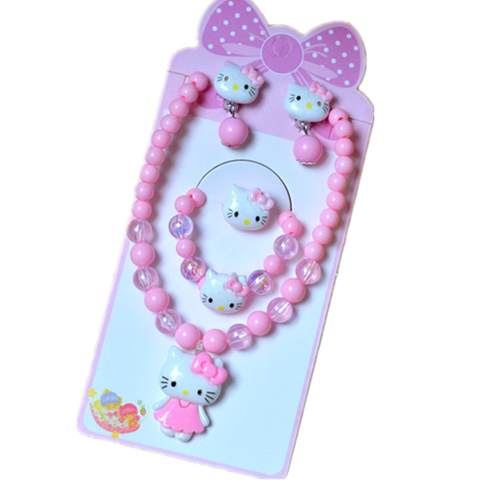 Wholesale Kids Necklace Bracelet Ring Ear Clip Girl Jewelry Princess Earring Set JDC-BT-XunO001