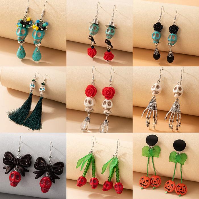 Wholesale Earrings Alloy Halloween Skull Bow Earrings JDC-ES-MOM015