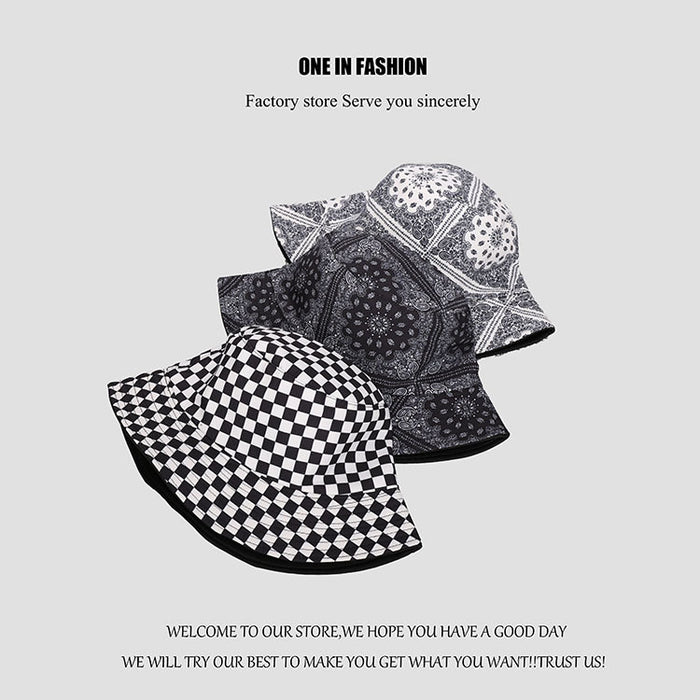 Wholesale black and white fisherman hat men and women print graffiti JDC-FH-WanY002