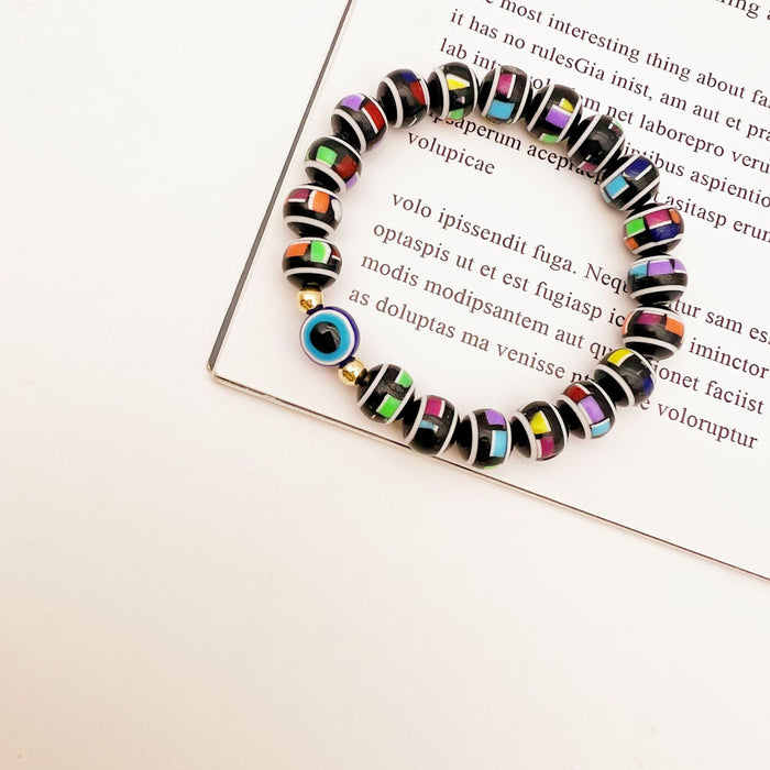 Wholesale Christmas Colorful Blue Eyes Stretch Bracelet MOQ≥2  JDC-BT-QingH003