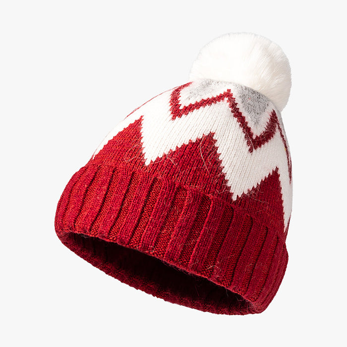 Wholesale Hat Rabbit Fur Winter Warm Striped Jacquard Beanie JDC-FH-MAC001