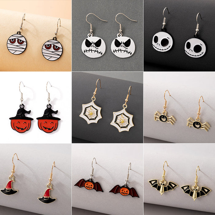 Wholesale Earrings Alloy Ceramic Halloween Scary Skull Earrings JDC-ES-MOM016