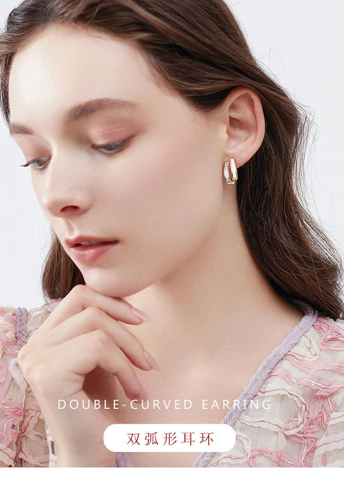 Jewelry WholesaleWholesale S925 Silver Needle Drip Oil Crystal Double Layer Double Arc Stud Earrings JDC-ES-Duoli004 Earrings 朵丽 %variant_option1% %variant_option2% %variant_option3%  Factory Price JoyasDeChina Joyas De China