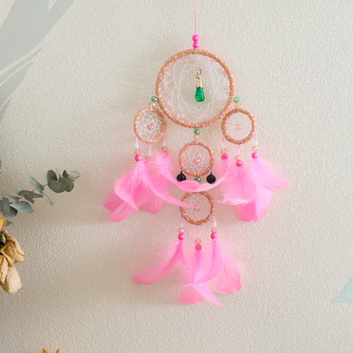 Wholesale Feather Shape Gothic Ornament Ornament Handmade Ring Dreamcatcher MOQ≥2 JDC-DC-ZH015