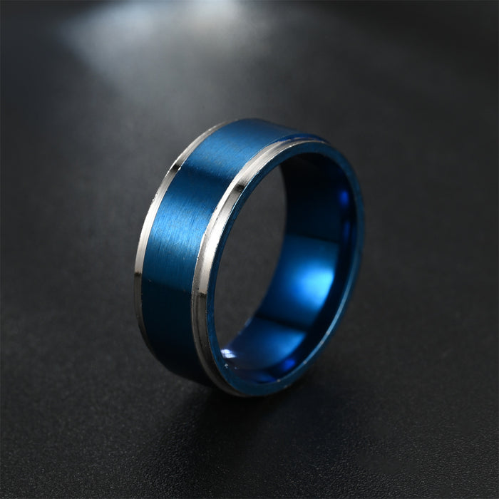 Wholesale Ring Stainless Steel Black Slotted Colorful Men's Domineering Ring MOQ≥2 JCD-RS-TS001