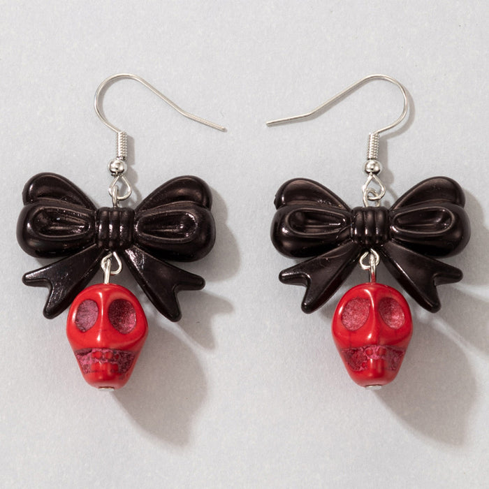 Wholesale Earrings Alloy Halloween Skull Bow Earrings JDC-ES-MOM015