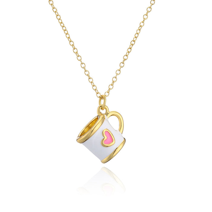 Jewelry WholesaleWholesale Cup Shape Heart Pattern Pendant Copper Gold Plated Necklace JDC-NE-AG148 Necklaces 澳古 %variant_option1% %variant_option2% %variant_option3%  Factory Price JoyasDeChina Joyas De China