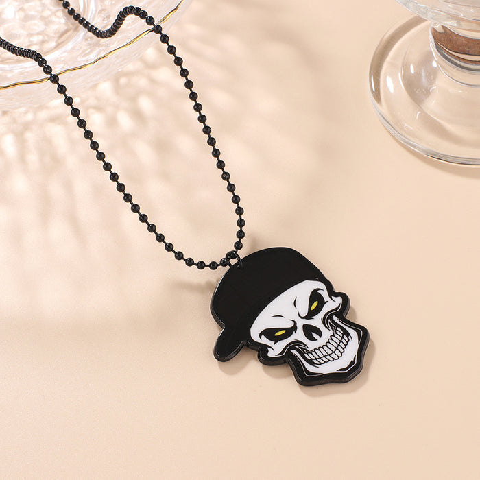 Wholesale Plastic Resin Skull Plate Necklace MOQ≥6 JDC-NE-SNi001