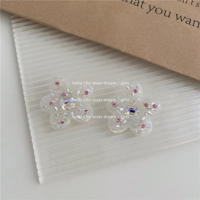 Wholesale acrylic rhinestone flower earrings JDC-ES-Lfm020