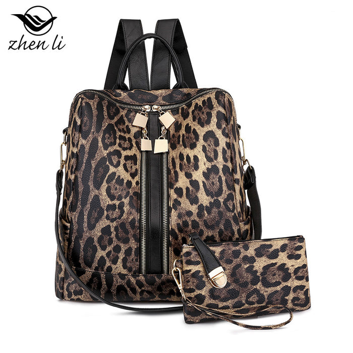 Wholesale Backpack PU Leopard Cow Pattern Bag JDC-BP-ZLD001