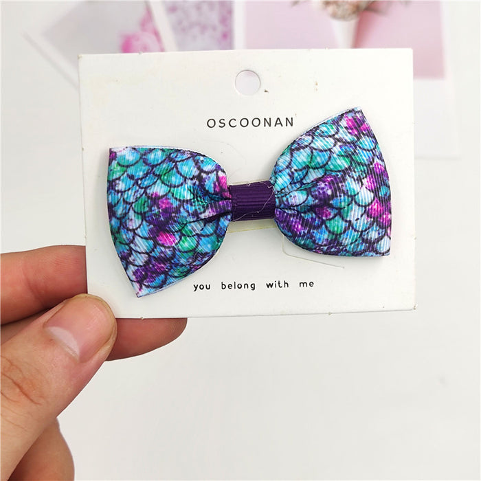 Wholesale pure fish scales multicolor girl bow hair tie hair clip JDC-HC-Junm006