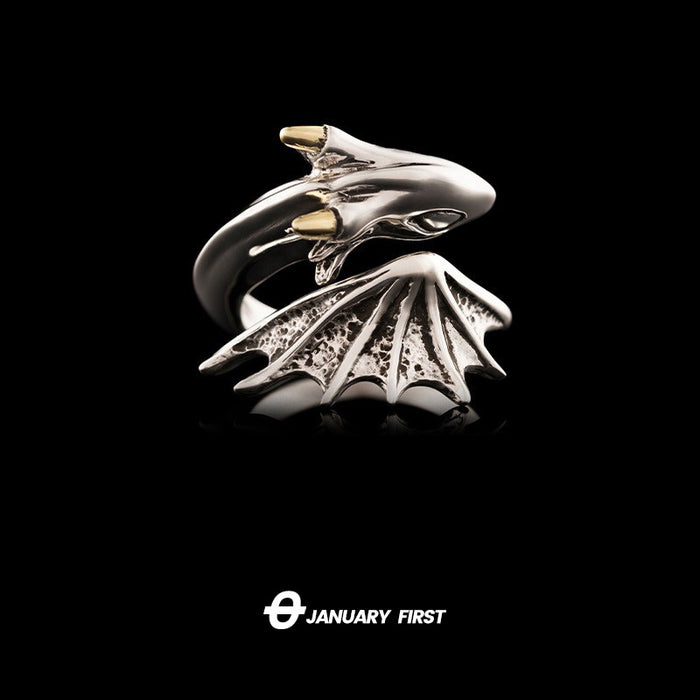 Wholesale Little Flying Dragon White Copper Men's Ring JDC-RS-YSD002