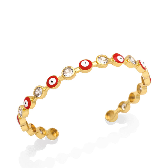 Wholesale Bracelet Copper Plated 18K Gold Zircon Enamel Devil's Eye JDC-PREMAS-BT-013