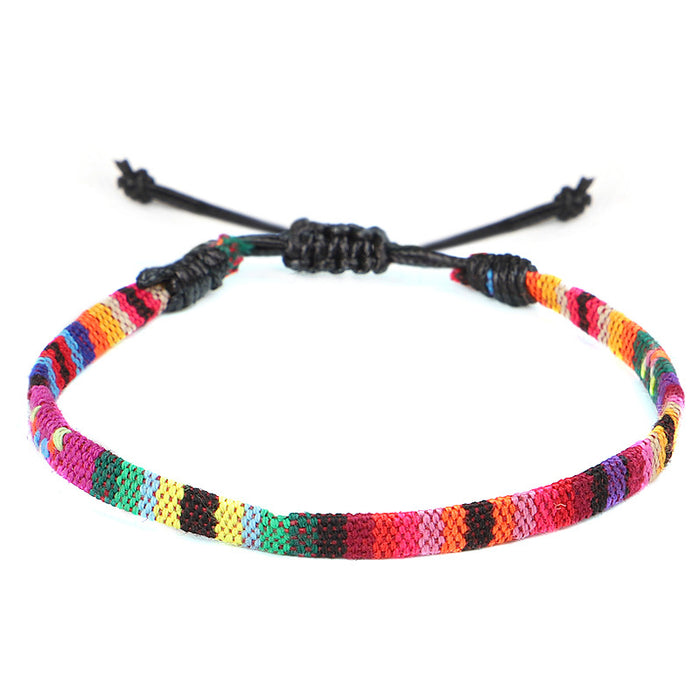 Wholesale Anklet Boho Anklet Hand Braided Rainbow Color Anklet LGBT MOQ≥3 JDC-AS-QiuX002