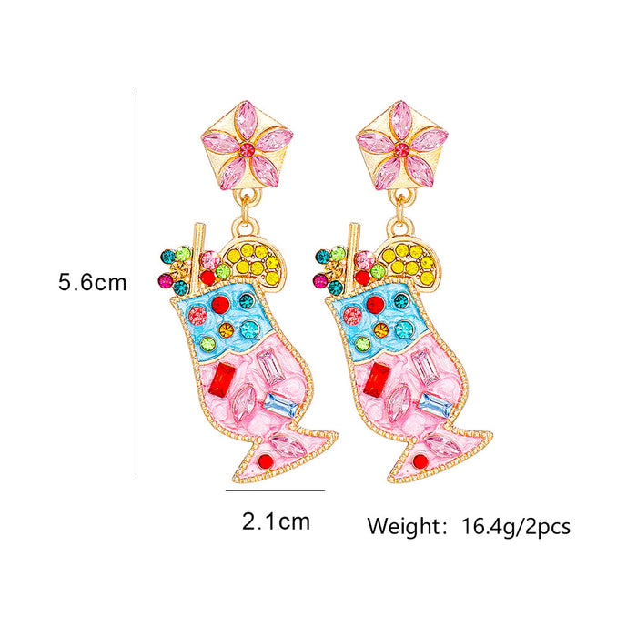 Wholesale Earrings Alloy Diamonds Simulation Fruit Lemon Tea JDC-ES-JJ334