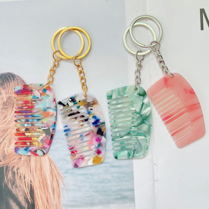 Wholesale acetate sheet mini comb keychain cute MOQ≥2 JDC-KC-XingYi001