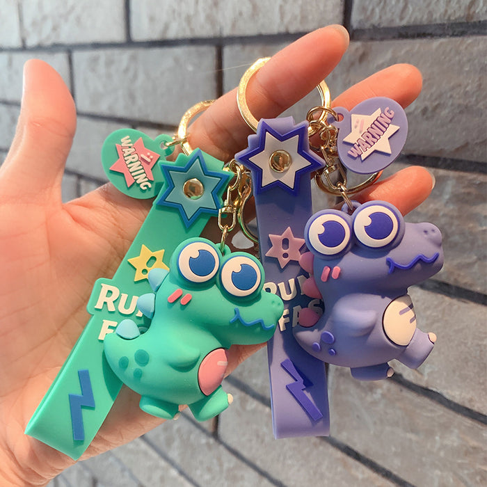 Wholesale Keychains For Backpacks Cartoon PVC Big Eyes Dinosaur Cute Keychain JDC-KC-OShi019