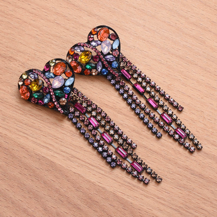 Jewelry WholesaleWholesale Long Love Tassel Rhinestone Earrings JDC-ES-QLan005 Earrings 千岚 %variant_option1% %variant_option2% %variant_option3%  Factory Price JoyasDeChina Joyas De China